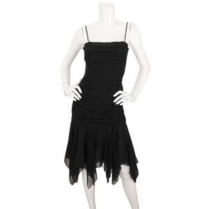Betsey Johnson Vintage y2k 90s Black Silk Chiffon Dress Fairy Whimsigoth
